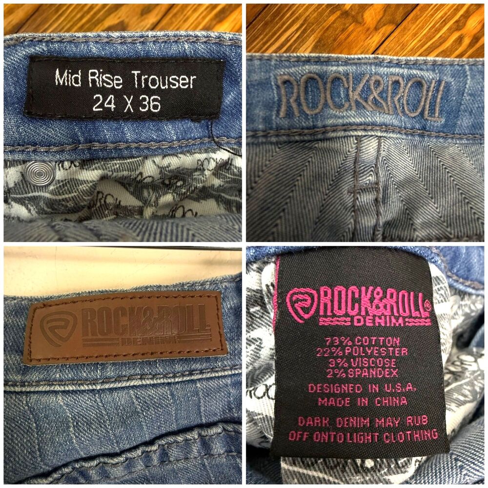 Rock & Roll Cowgirl Flare Jeans Low Mid 8" Rise | Textured Striped Y2K Style, 24 - Picture 10 of 12